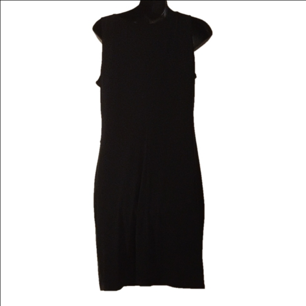 Calvin Klein NWT Black Size 8 Faux Black Leather Look Sleeveless Dress. - Picture 4 of 9
